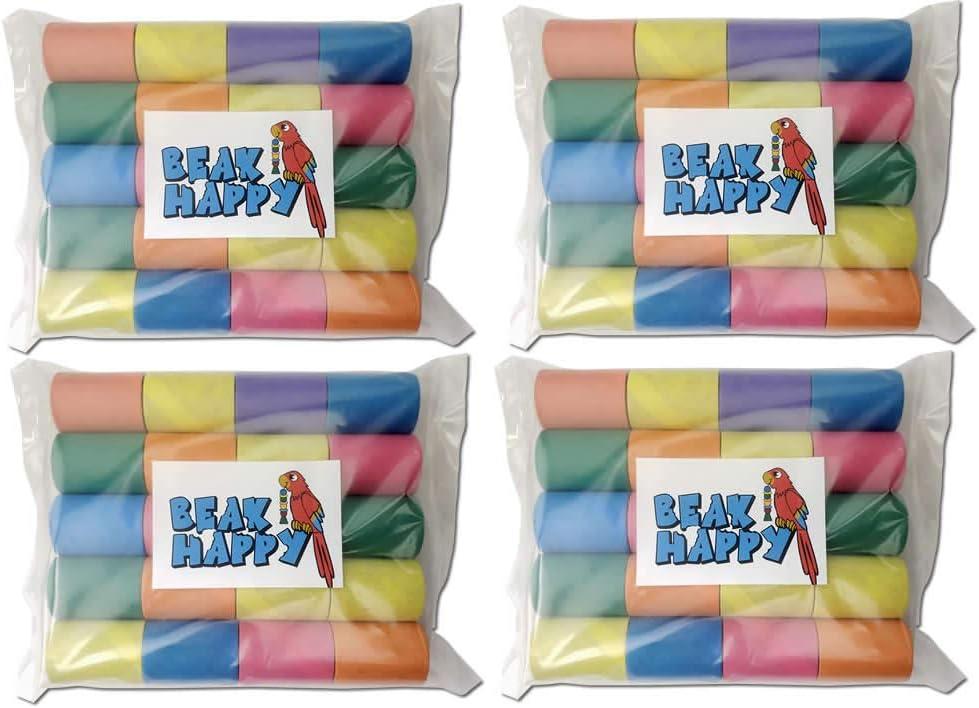 Bird Toy 1.5" x 1" Bagel Tube Talon Toy Parrot Toy Part Colorful Cardboard Tube (4 Packs (80 Bagels))