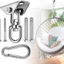 Hammock Hanging Kit,Hanging Chair Hardware 360Rotating 1200 lb Capacity Hammock Hooks Heavy Duty,Hammock Chair Hanging Kit & Swing Ceiling Hook Snap for Hammock Chair Stand,Seat,Tree,Yoga,Gym(Silver) (One Size)