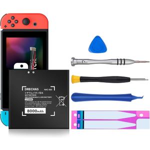 [8000mAh] HAC-003 Battery, 2025 New Upgraded High Capacity 0 Cycle Li-Polymer Replacement Battery for Nintendo Switch Console 2017 HAC-001 HAC-A-BPHAT-C0 HAC-S-JP/EU-C0 with Repair Tool Kit