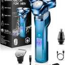 Men's Electric Razor, Upgraded 4D Floating Magnetic Blade Head Rotary Shaver, 3-in-1 Multifunctional for Beard/Nose/Sideburns, IPX7 Waterproof Rechargeable Cordless Shaver, Turbo Speed, Gift for Men