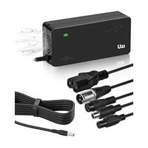 UZI 48V-54.6V 3Amp Charger (6 Plugs Universal,and Built-in Small Fan Cooling System) for Fast and Safe Charging of 48V Li-ion Battery for E-Bikes/Electric Scooter/Bicycle/Pedicab,etc.
