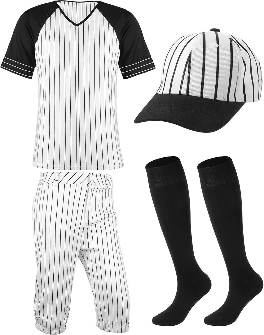 Coume Vintage Baseball Costume for Carnival Party Halloween Men Baseball Uniform Men's Classic Knickers with Pinstripes (X-Large)