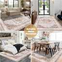 Ileading Bohemian Vintage Area Rug 5x7ft,Machine Washable Low-Pile Living Room Accent Carpet Non-Shedding rugs for Bedroom Non-Slip Floor Throw Rugs for Kitchen,Dining Room,Kids Playroom(Beige&Orange)