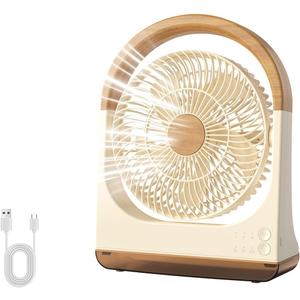 CIBAIL USB Desk Fan with Timer - 8 Inch Small Portable Table Desktop Fans with Strong Wind Ultra Quiet 3 Speeds and 180Tilt Folding,Mini Personal Cooling Essentials (Z6 Battery Power, White)