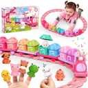 Train Set Toy Toddlers for 1-3 Learning Toy for Ages 1 2 3,Montessori Learning Matching & Sorting Toys,Christmas Birthday Gift Boys Girls (Pink)