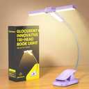 Glocusent Innovative Tri-Head Book Light for Reading in Bed, 3 Colors & 5 Brightness Levels, 1000mAh Rechargeable Reading Light with 30-Min Timer, 10-100Hrs, Partner Friendly, Perfect for Book Lovers (Purple)