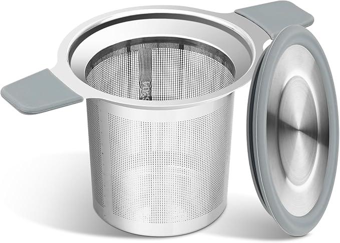 Ohtomber Tea Infuser Strainers, Stainless Steel Loose Leaf Tea Strainer Stepper with Heat Proof Double Handles, Extra Fine Mesh Ball Infusers, Diffuser Holder Filter for Mugs