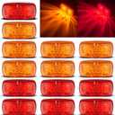14x LED Trailer Marker Lights, Double Bullseye 10 Diodes Clearance Light Red/Amber, 4x2 inch Tiger Eye/Double Bubble Waterproof Rectangular LED Side Marker Light For RV Truck Camper etc