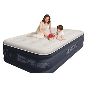 SENNOUL Twin Air Mattress with Built-in Pump, Fast & Easy Inflation/Deflation Inflatable Mattress, Foldable Blow Up Mattress with Storage Bag, Inflatable Bed for Home, Camping & Guests,16"/550lbs Max
