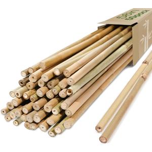 Cambaverd Bamboo Stakes for Plants, 50 Pack Bamboo Stakes 5 Feet(58in, Approx 5FT), Natural Garden Stakes for Tomatoes and Climbing Plant Support, Sturdy Bamboo Plant Stakes