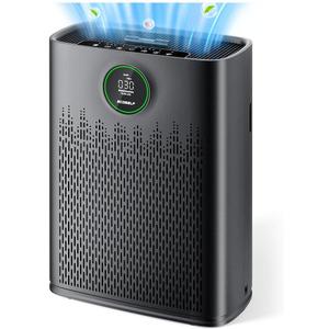 Air Purifiers for Home Large Room, Cover Up to 2400 Ft with True HEPA Filter, Smart Mode, PM2.5 Air Quality Display, 22dB Sleep Mode, Aromatherapy with 2X-Purification & 360Air Outlet, HAP603, Black