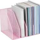 AUPSEN File Organizer for Desk, 4-Pack Magazine Binder Holder Desk File Organizer, Mesh File Folder Organizer for Home Office Organization (Pink)