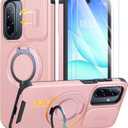 JAME for Samsung Galaxy A17/A16 5G Case, Ring Holder Stand, Slide Camera Cover, 2 Pack Screen Protectors, Dual-Layer Shockproof Protective, Magnetic Accessory Friendly Galaxy A16/A17 4G Case, Pink
