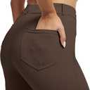 VIMPEP Womens Stretchy Yoga Dress Pants High Rise Straight Leg with Pockets Casual Petite/Regular 1202 (Brown, S)