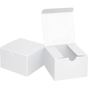 Fairlegend Small White Gift Boxes,White Kraft Paper Boxes for Gifts, Party Favors, Showers, Crafts, Candy Boxes, 50 Pack Pure White 3 x 3 x 2 inches