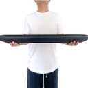 Wooden Dough Bowl Decor, Vintage Wooden Bowl Hand Carved Home Decor for Dining Table Center, Living Room, Kitchen Decor. (30inch black)