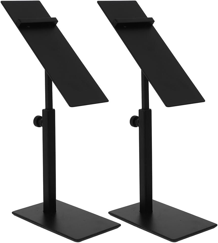 Angoily Shoe Display Stand, 2 Pack Adjustable High Heel Metal Shoe Riser Stand Stainless Steel Sandals Height Rack for Store Shopping Malls, Home, Organizers and Storage Sneakers , Black