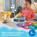 Fisher-Price Musical Toy Deluxe Rockin Record Player Pretend Turntable with 6 Albums for Preschool Play Kids Ages 3+ Years