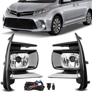 Fog Lights - Front Fog Lamps Assembly Compatible with Toyota Sienna BASE L LE SE XLE LIMITED 2018 2019 - Fog Lamp Kit Replacement for 8121008020, 8122008020, TO2593133, and TO2592133