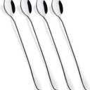 Hiware 9-Inch Long Handle Iced Tea Spoon, Coffee Spoon, Ice Cream Spoons, Stainless Steel Cocktail Stirring Spoons, Set of 4 (Silver)
