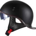Motorcycle Retro Half Helmet DOT Approved Adult Men Women Vintage German Style Half Face Skull Cap Helmets for Scooter Moped Cruiser Chopper ATV Motorbike Baseball Cap with Visor Goggles (Medium(56-58cm), Matte black)