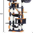 Heybly Cat Tree, 71-Inch-Tall Tower for Indoor Cats with 2 Perches, 2 Big Condos, 2 Hammocks, Basket, Scratching Pad, Large Cat Furniture and Condo, Smoky Gray HCT034G