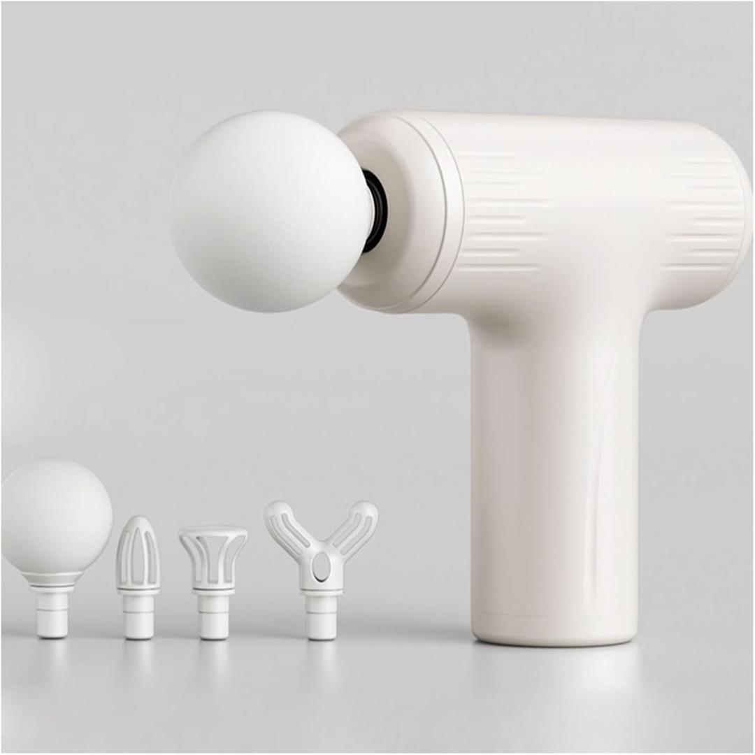 PEKJI Plastic Massage with 6 Speeds and 4 Massages Heads Mini Massage Quiet Powerful Deep Tissue Back Massager(White)