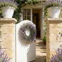 26" Lavender Wreath for Front Door, Spring Summer Lavender Door Wreath with Eucalyptus Leaves Purple Flower Wreath All Seasons for Indoor Outdoor Home Door Wall Farmhouse Decor