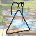 12'' Triangle Dinner Bell Cast Iron Bell with Hanger & Call Striker Ringer for Outdoor, Wall Mounted, Home, Barn, School, Church, Playground