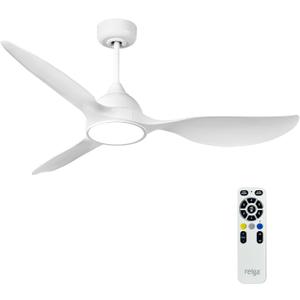 reiga 52 inch Ceiling Fans with Remote Control and Led Lights, Modern Quiet Reversible DC Motor Fan, 3 Blade High Flow for Living Room Bedroom, White