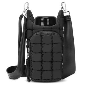 YFGBCX Water Bottle Holder with Strap Carrier Bag - Quilted Puffer Sling Crossbody Accessory