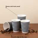 Clawsoff Coffee Cups 12 oz 120 Pack, Corrugated Insulated Ripple Wall Disposable Paper Coffee Cups 12oz, To Go for Hot Beverage or Cold Drinks Office/Home/Cafe/Party/Travel (Gray) | Corrugated, Insulated, Ripple Wall, Disposable, 12oz, To Go