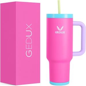 40oz Tumbler With Handle, 2-IN-1 Leak Proof Lid (Straw/Flip), Insulated Water Bottle, Stainless Steel Tumbler with Non-Slip Silicone, Wide Mouth Travel Mug Cupholder Friendly Dishwasher Safe
