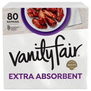 Vanity Fair Extra Absorbent Premium Paper Napkins, Disposable Napkins Made Soft And Strong For Messy Meals And Everyday Use, 80 Count (Pack of 12)