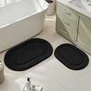 HOMEIDEAS Bathroom Rugs Sets 2 Piece, Small Bathroom Rugs, Soft, Absorbent Microfiber Mats, Machine Washable Bath Mats for Shower Room, Bathtub, Kitchen (20" x 32" + 16" x 24", Black)