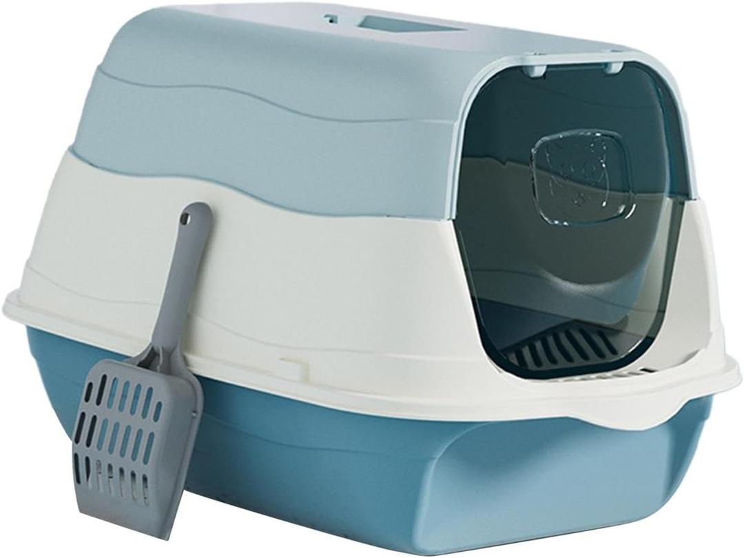 Haven with Covered Entryway and Detachable Hooded for Indoor Felines, Blue