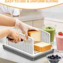 Kiss Core New Upgrade Bread Slicer for Homemade Bread, Bread Slicing Guide Adjustable Width, Foldable and Compact Cutting Guide with Crumb Tray, Suitability for Homemade Bread, Bagels, Cakes