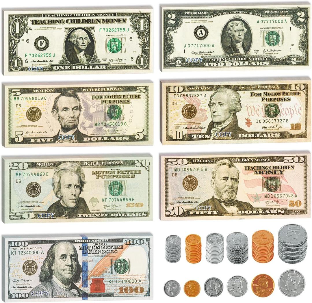 390 Pcs Play Money Kids Set, Number Learning Play for Kids teachingToys, Ages 3 and Up Kid Education Develop Early Math Skills, Birthday Gift Preschool Games for Boys & Girls