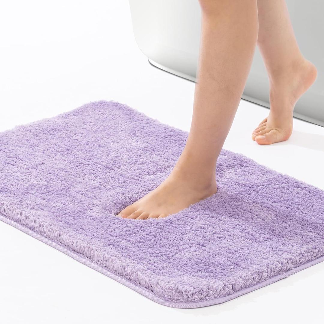 ROSMARUS Shaggy Non Slip Bath Mat, 17" X 24", Soft Shower Mat, Fluffy Plush Bathroom Rug, Machine Washable, Purple (17 in x 24 in)