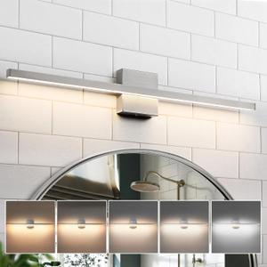Epinl Brushed Nickel Bathroom Light Fixture Over Mirror 31.5 inch Modern Vanity Light Fixture 22W 5CCT Dimmable Light Bar LED Lighting Fixture for Bathroom Bedroom, 32 Inch