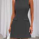 PRETTYGARDEN Womens Sleeveless Summer Dresses 2026 Formal Boat Neck Bodycon Elegant A Line Business Work Office Mini Dress (Gray, S)