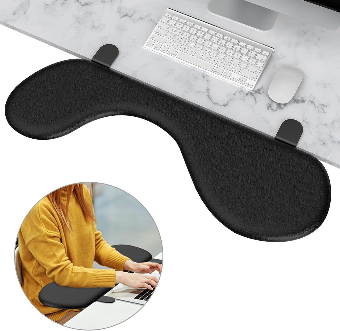 eulps Foldable Desk Extender Tray, Arm Rest for Desk, Ergonomic Forearm Leather Soft Armrest Support, Wrist & Elbow Pad for Home and Office, Easy Typing & Pain Relief, Medium