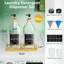 Moforoco Liquid Laundry Detergent Dispenser with Bamboo Tray, 2 Pack 64 Oz Plastic Laundry Soap Dispenser, Fabric Softener Dispenser with Pump and Labels for Laundry Room Decor and Organization