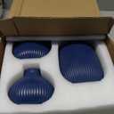 Blue Ceramic Vase Set of 3, Minimalist Decor, Home Decorative Vase, Modern Ribbed Vases, Navy Blue Vases Set for Kitchen, Bedroom, Office, Living Room, Bathroom, & Shelf Centerpiece Table Decoration