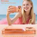 Meifigno for iPhone 17 Pro Wallet Case (Holds 3-4 Cards & Cash), Built-in Mirror & Kickstand, [Surround Raised Lens Protection] for iPhone 17 Pro Case with Card Holder for Women (6.3 inch), Orange
