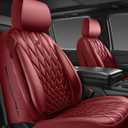 CAR PASS Piping Luxury Leather Two Front Car Seat Covers,Silver Glitter Waterproof Seat Cover Compatible with Front Seat Armrests,Universal Fit for Suvs,Vans,Trucks,Airbag Compatible(Burgandy Red)