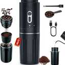 Portable Coffee Maker, Travel Coffee Maker, Portable Battery Pour Over Set, Rechargeable Coffee Maker with Electric Grinder & Insulated Mug for Travel, Camping, Car (BLACK)