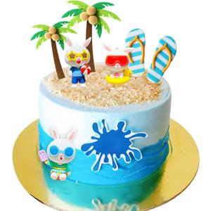 LaVenty Beach Cake Decorations Summer Surfboard Cake Toppers Pool Party Cake Decoration Luau Cake Decoration Hawaiian Cake Decorations for Summer Decorations