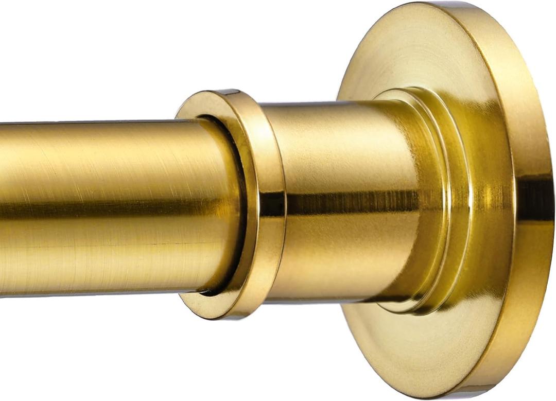 BRIOFOX Industrial Shower Curtain Rod - Rustproof Non-Slip 43-72 Inches Tension Curtain Rod for Window or Bathroom, Light Gold