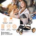 Bicystar Pet Stroller for Medium Dogs, Smooth-Ride Dog Stroller with Detachable Carrier, Rubber Wheels, Car Seat Combo 3-in-1, Up to 50 lbs, for Senior Dogs & Cats, Grey